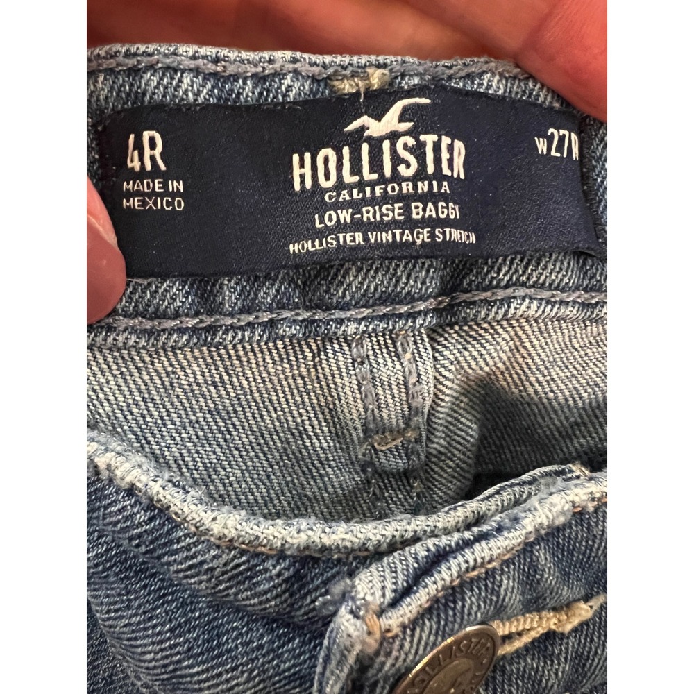 Hollister Low-Rise Baggy Jeans Medium Wash Vintage Stretch Wide Leg 4R W27 29L - Picture 4 of 6